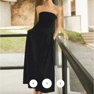 Linen Blends Basic Pockets Tube Long Dress